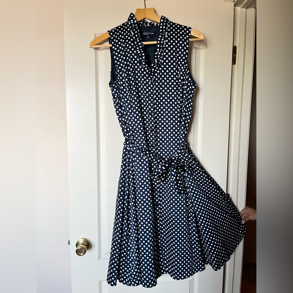 jones new york blue dress polka dot Color:Red/Black and special occasions _okendo:syndication_key:CL136012129 Baby Girl Embellished Dresses